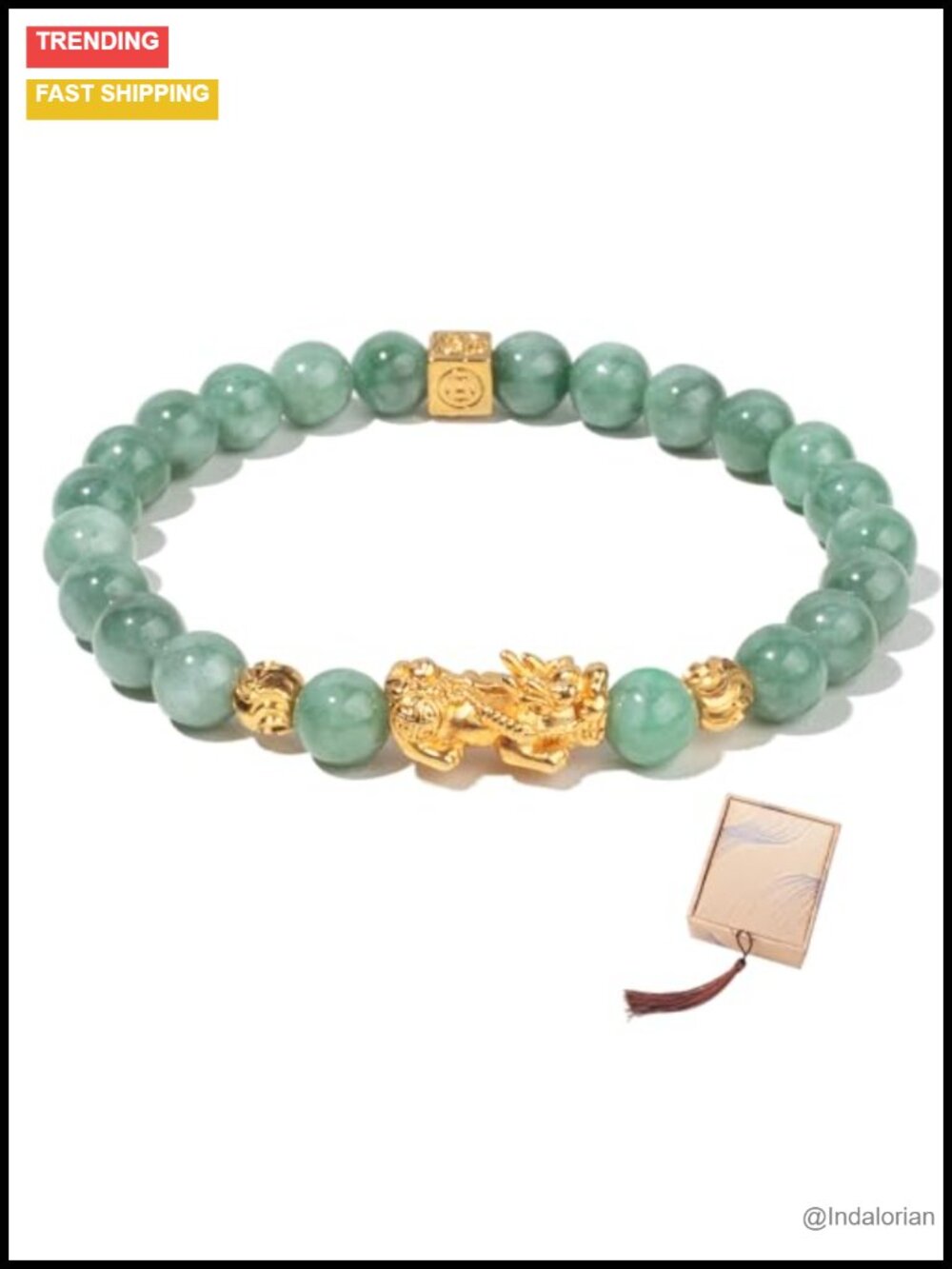 Natural Green Jade Stretch Bracelet for Women Men Wealth Luck Feng Shui